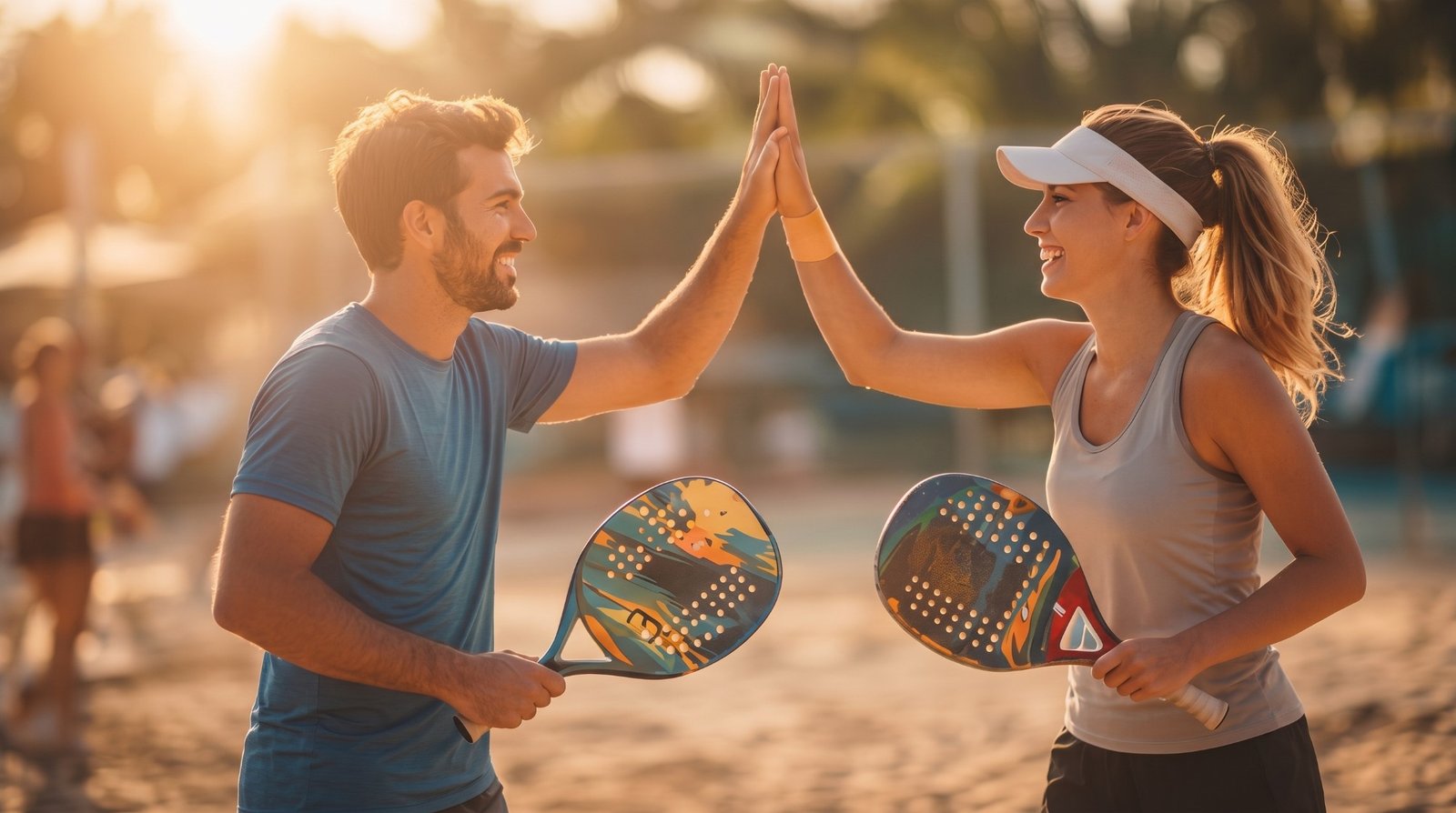 Jugadores de beach tennis en acción